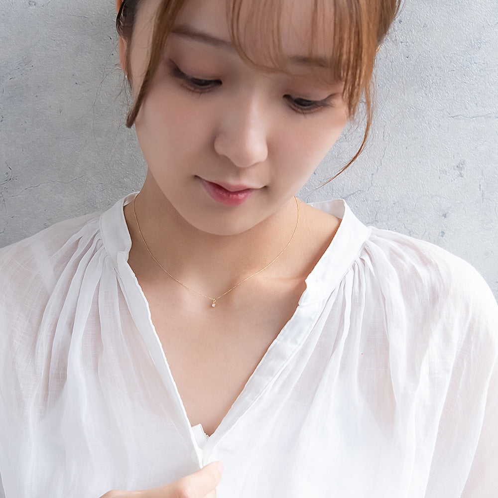 ネックレス tiny. ニッケルフリー メタル ストーン パール ライン 小粒 超極細 チェーン プチネックレス