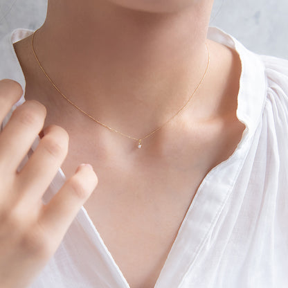 ネックレス tiny. ニッケルフリー メタル ストーン パール ライン 小粒 超極細 チェーン プチネックレス