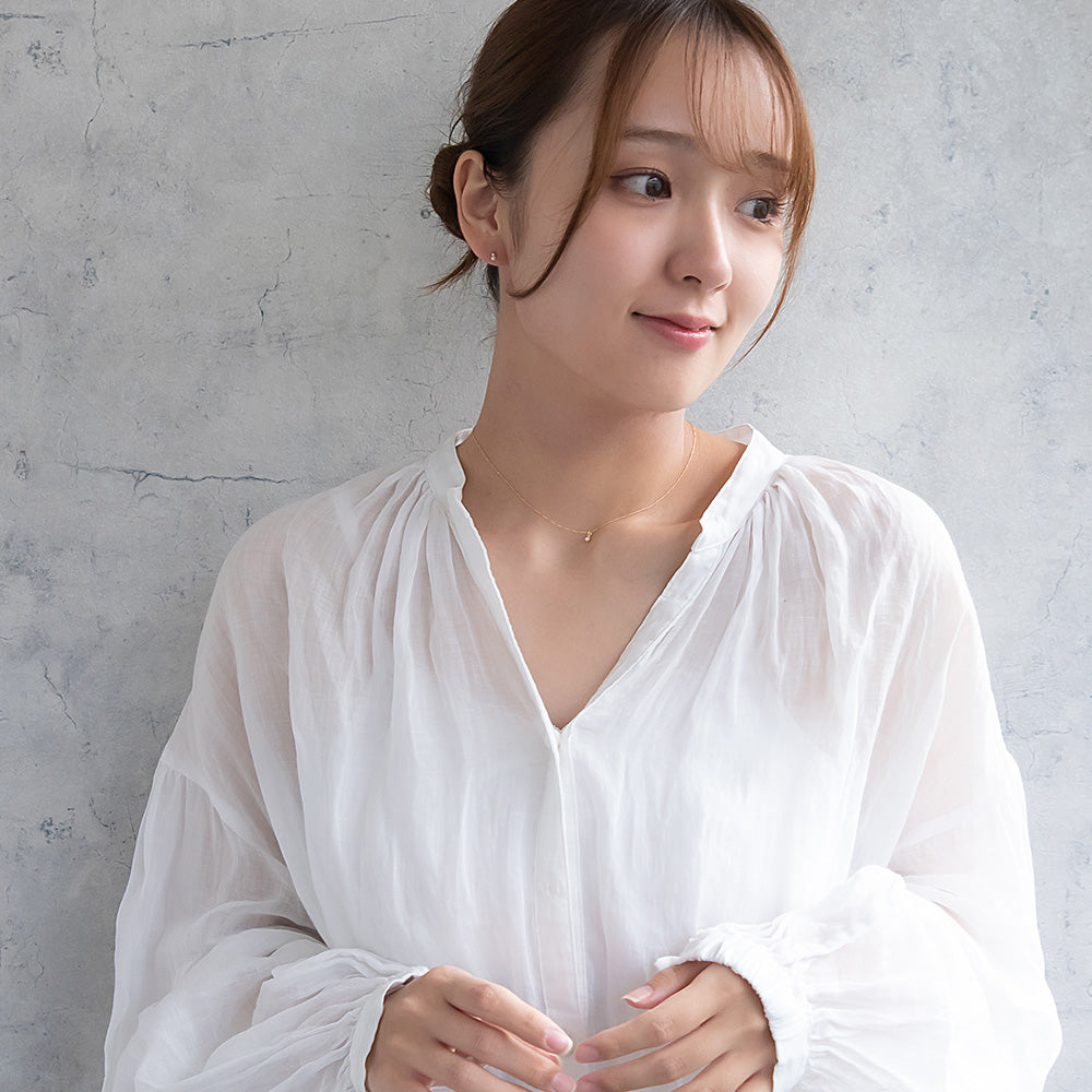 ネックレス tiny. ニッケルフリー メタル ストーン パール ライン 小粒 超極細 チェーン プチネックレス