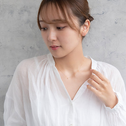 ネックレス tiny. ニッケルフリー メタル ストーン ダブル パール 小粒 超極細 チェーン プチネックレス