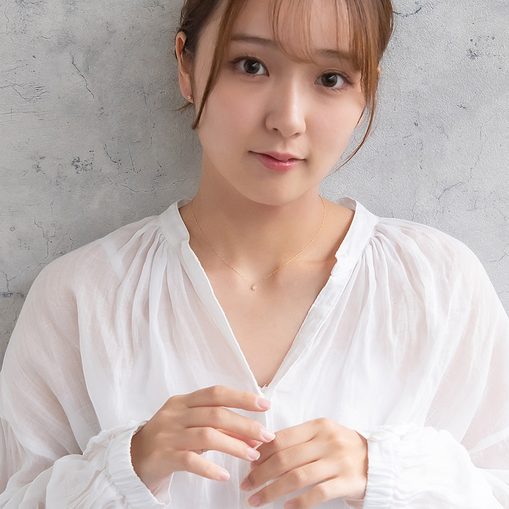 ネックレス tiny. ニッケルフリー メタル ストーン パール フラワー 小粒 超極細 チェーン プチネックレス