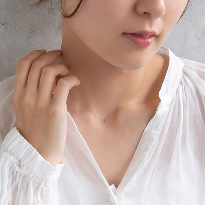 ネックレス tiny. ニッケルフリー メタル ストーン パール フラワー 小粒 超極細 チェーン プチネックレス