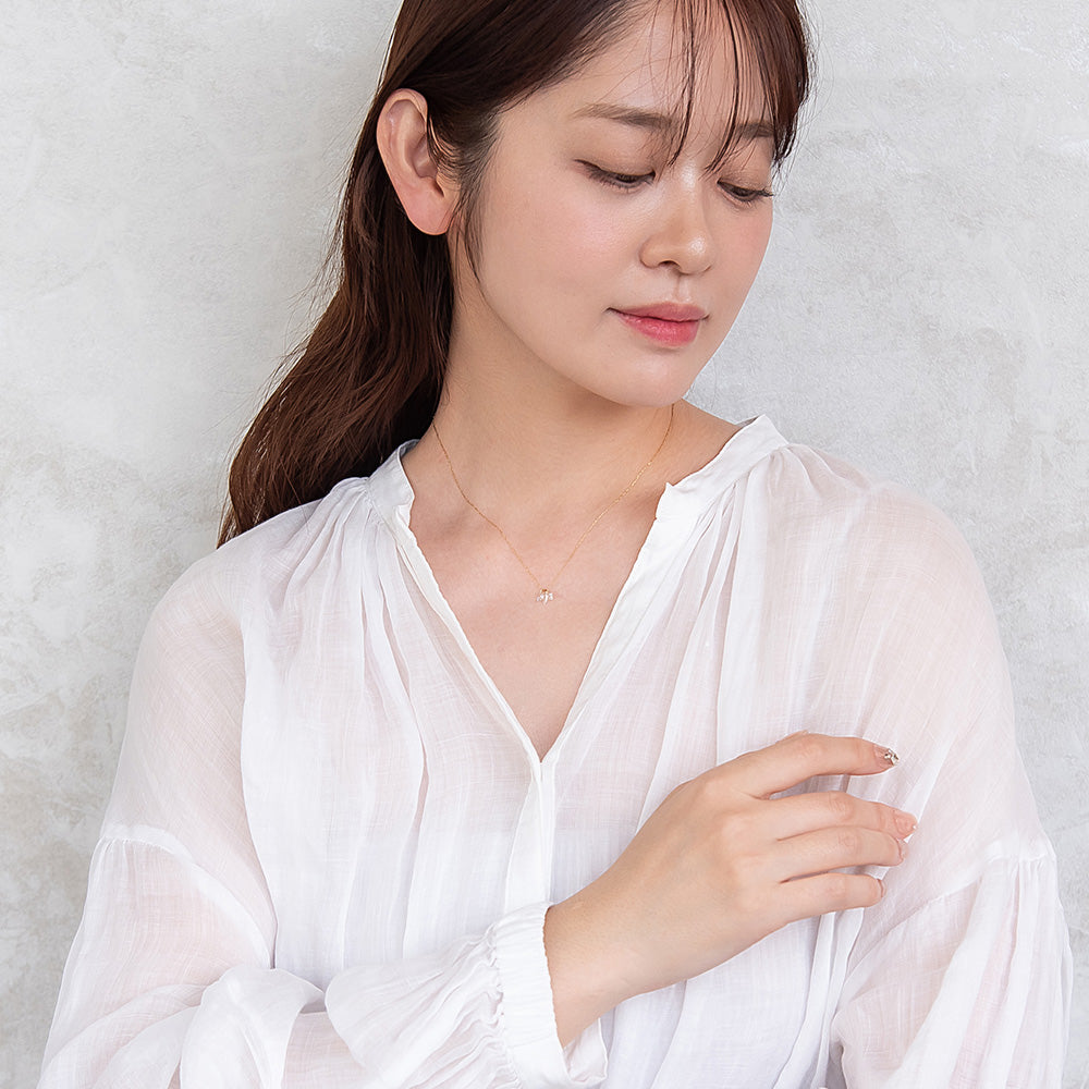 ネックレス ステンレス メタル キュービックジルコニア サークル アーモンド スクエア カット 超極細 チェーン マグネット プチネックレス