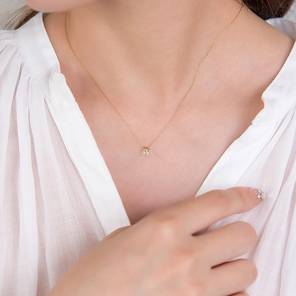 ネックレス ステンレス メタル キュービックジルコニア サークル アーモンド スクエア カット 超極細 チェーン マグネット プチネックレス