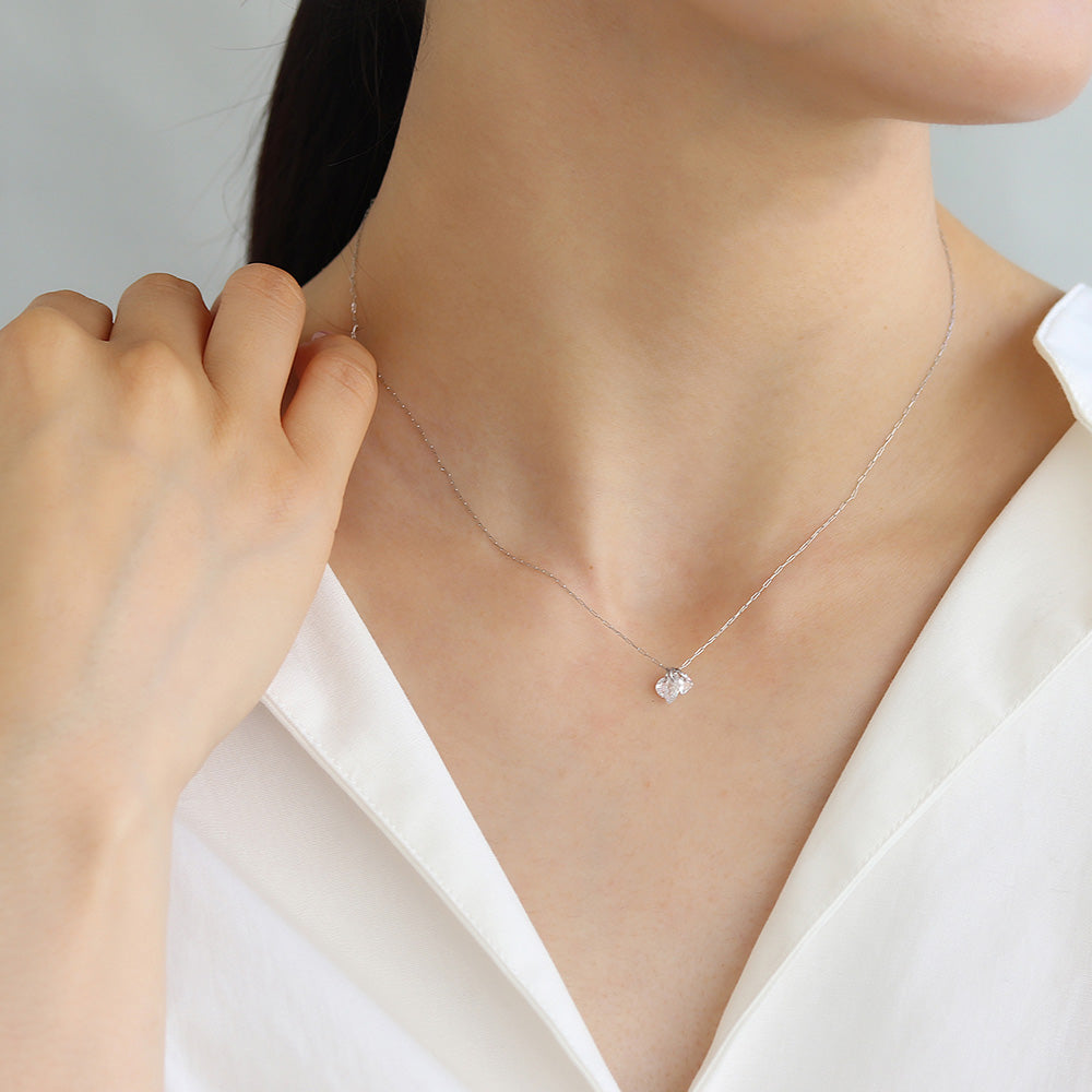 ネックレス ステンレス メタル キュービックジルコニア サークル アーモンド スクエア カット 超極細 チェーン マグネット プチネックレス