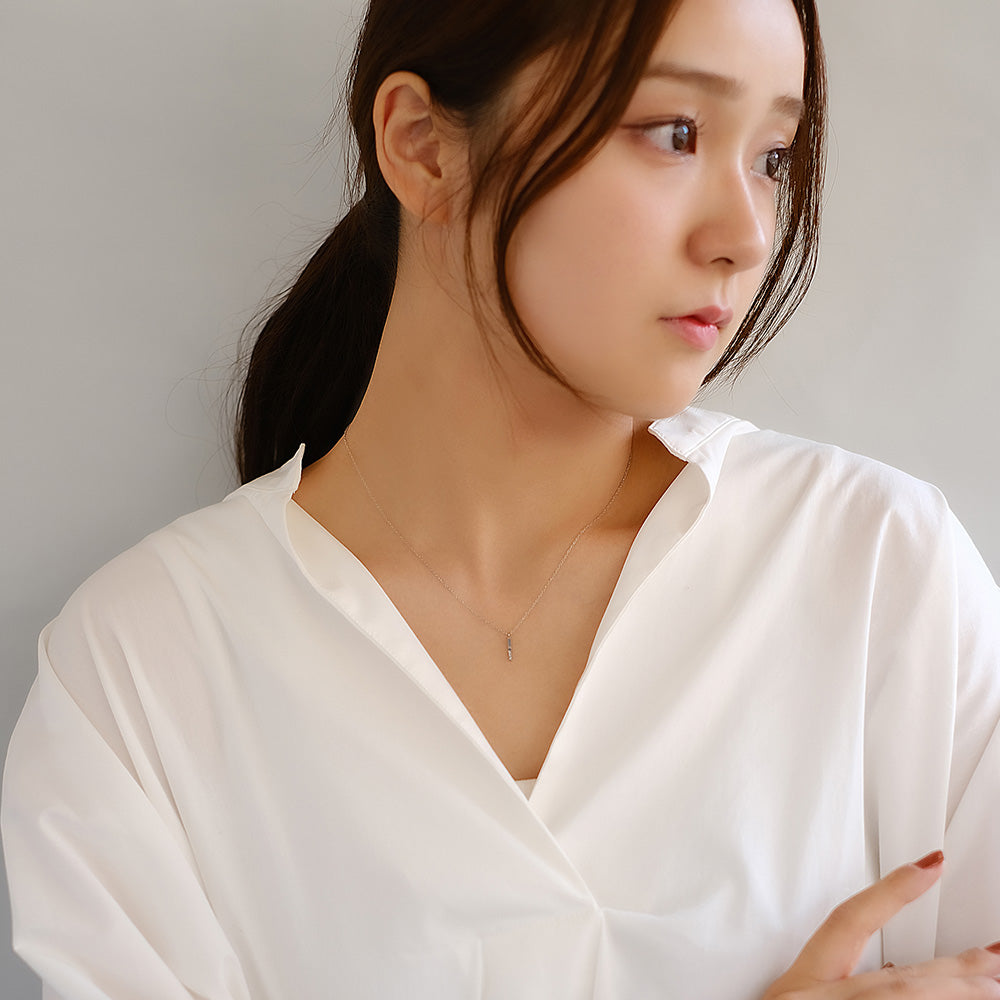 ネックレス ステンレス メタル ステック トリプル ストーン 超極細 チェーン マグネット プチネックレス