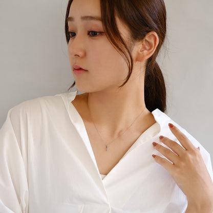 ネックレス ステンレス メタル ステック トリプル ストーン 超極細 チェーン マグネット プチネックレス