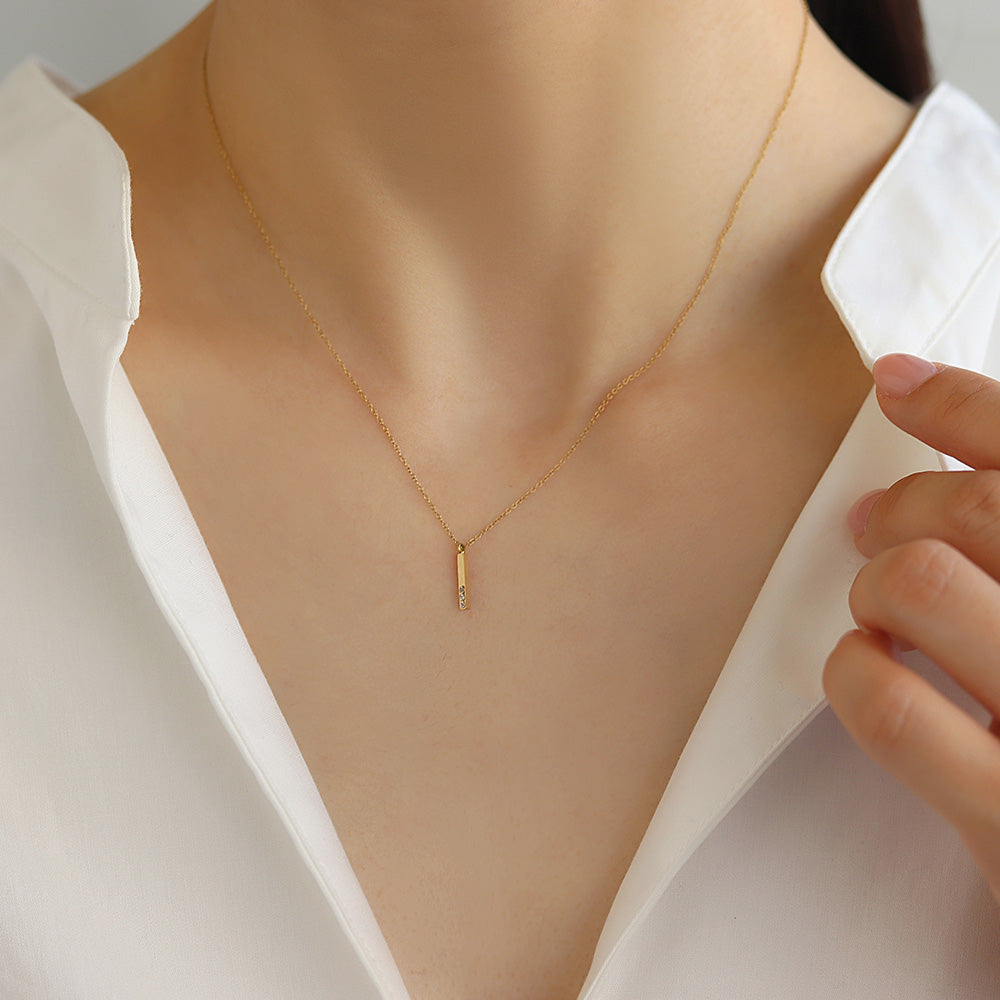 ネックレス ステンレス メタル ステック トリプル ストーン 超極細 チェーン マグネット プチネックレス