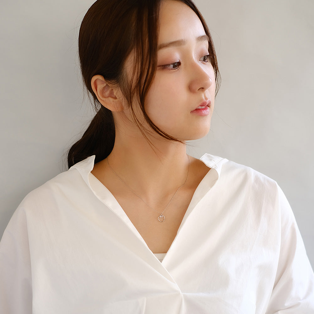 ネックレス ステンレス メタル キュービックジルコニア ツイスト リング 超極細 チェーン マグネット プチネックレス