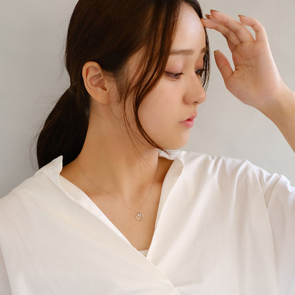 ネックレス ステンレス メタル キュービックジルコニア ツイスト リング 超極細 チェーン マグネット プチネックレス