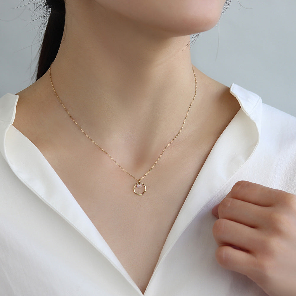 ネックレス ステンレス メタル キュービックジルコニア ツイスト リング 超極細 チェーン マグネット プチネックレス