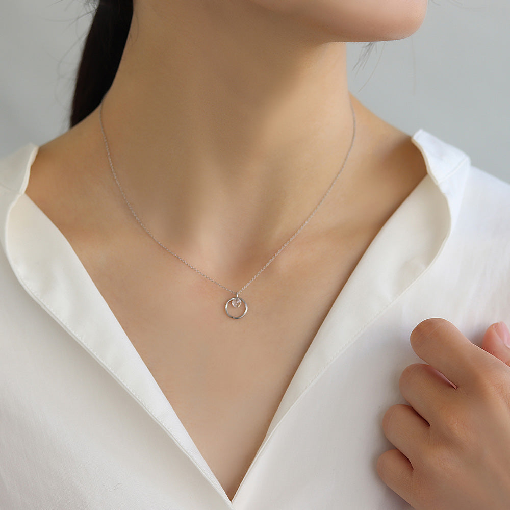 ネックレス ステンレス メタル キュービックジルコニア ツイスト リング 超極細 チェーン マグネット プチネックレス