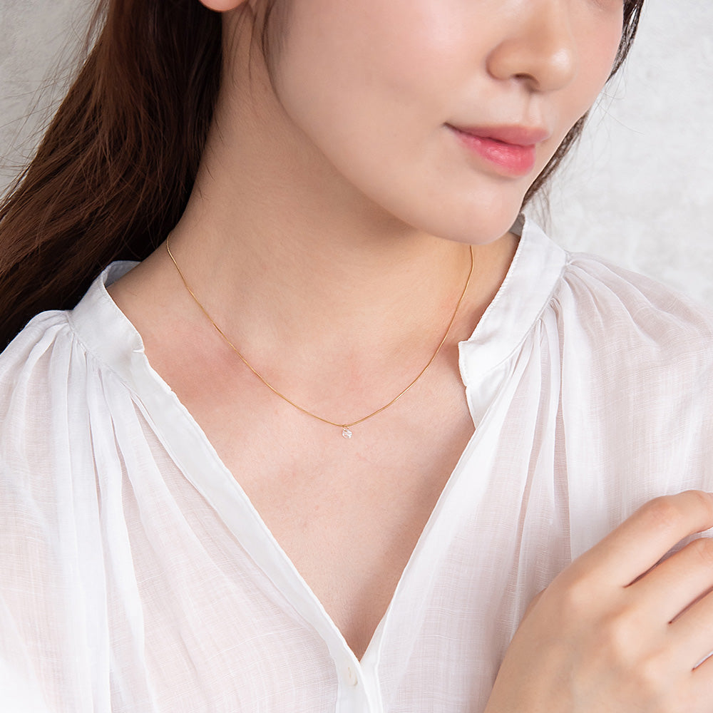 ネックレス ステンレス メタル キュービックジルコニア サークル 超極細 チェーン マグネット プチネックレス