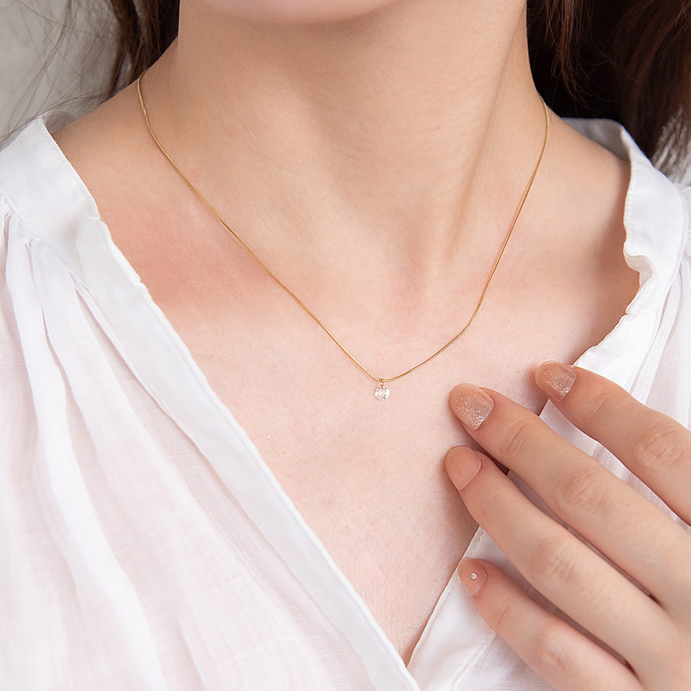 ネックレス ステンレス メタル キュービックジルコニア サークル 超極細 チェーン マグネット プチネックレス