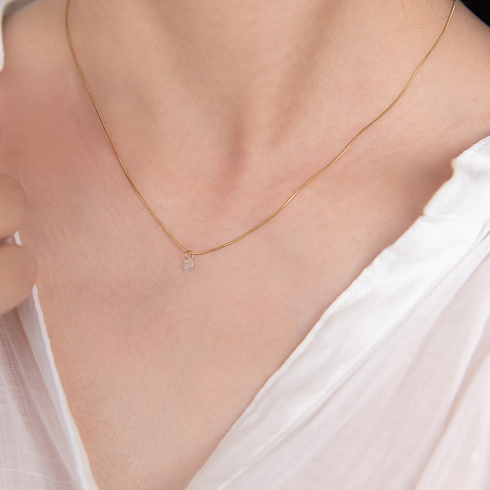 ネックレス ステンレス メタル キュービックジルコニア サークル 超極細 チェーン マグネット プチネックレス