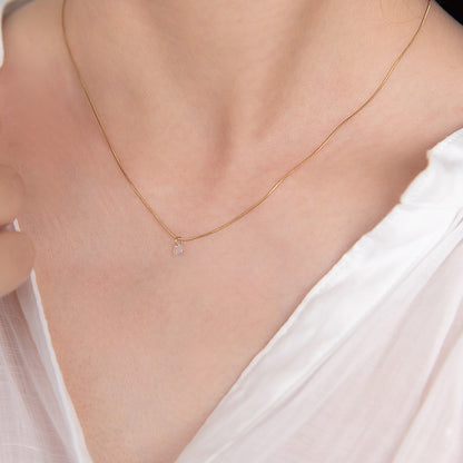 ネックレス ステンレス メタル キュービックジルコニア サークル 超極細 チェーン マグネット プチネックレス