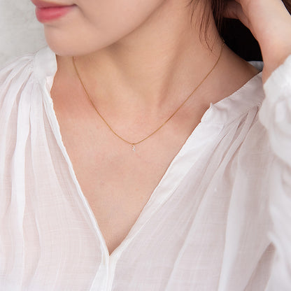 ネックレス ステンレス メタル キュービックジルコニア ドロップ 超極細 チェーン マグネット プチネックレス