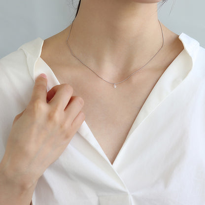 ネックレス ステンレス メタル キュービックジルコニア ドロップ 超極細 チェーン マグネット プチネックレス