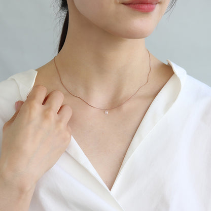 ネックレス ステンレス メタル キュービックジルコニア ドロップ 超極細 チェーン マグネット プチネックレス