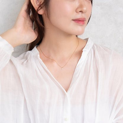 ネックレス ステンレス メタル キュービックジルコニア レクタングル 超極細 チェーン マグネット プチネックレス