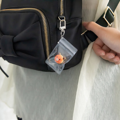 キーチャーム パン カニ ブタ クマ カエル アニマル どうぶつ 海の生き物 クリアケース メタル カラビナ U字型 ナスカン バッグチャーム キーホルダー