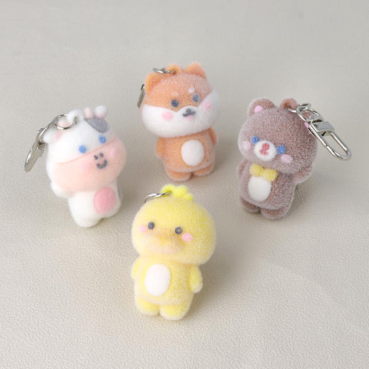 キーチャーム フロッキー ウシ ヒヨコ ハムスター クマ 動物 メタル カラビナ U字型 ナスカン バッグチャーム キーホルダー