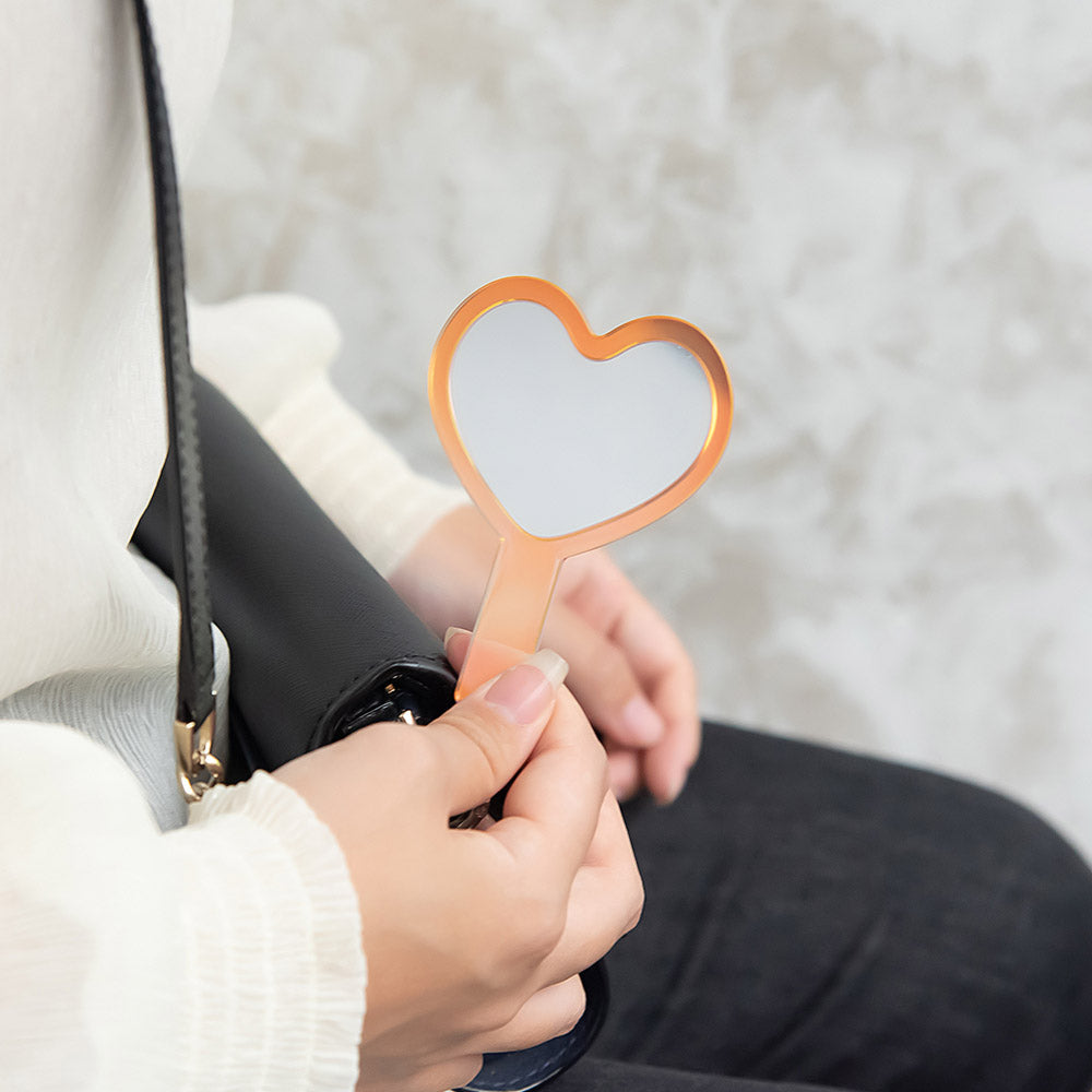 ミラーチャーム ハート オーロラ カラー カラビナ リング 丸型 ミニ