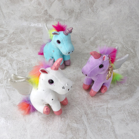 バッグチャーム ユニコーン ペガサス レインボー 星柄 ぬいぐるみ マスコット キーホルダー