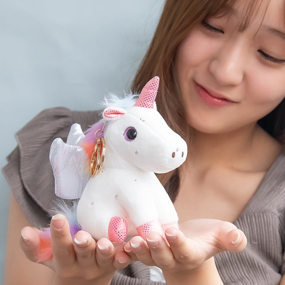 バッグチャーム ユニコーン ペガサス レインボー 星柄 ぬいぐるみ マスコット キーホルダー
