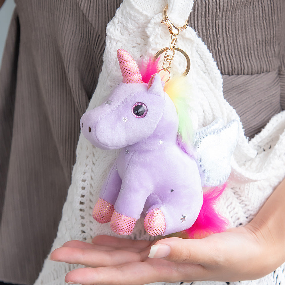 バッグチャーム ユニコーン ペガサス レインボー 星柄 ぬいぐるみ マスコット キーホルダー