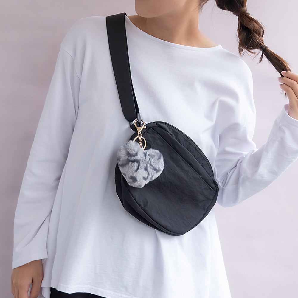 バッグチャーム フェイクファー ハート レオパード キーホルダー