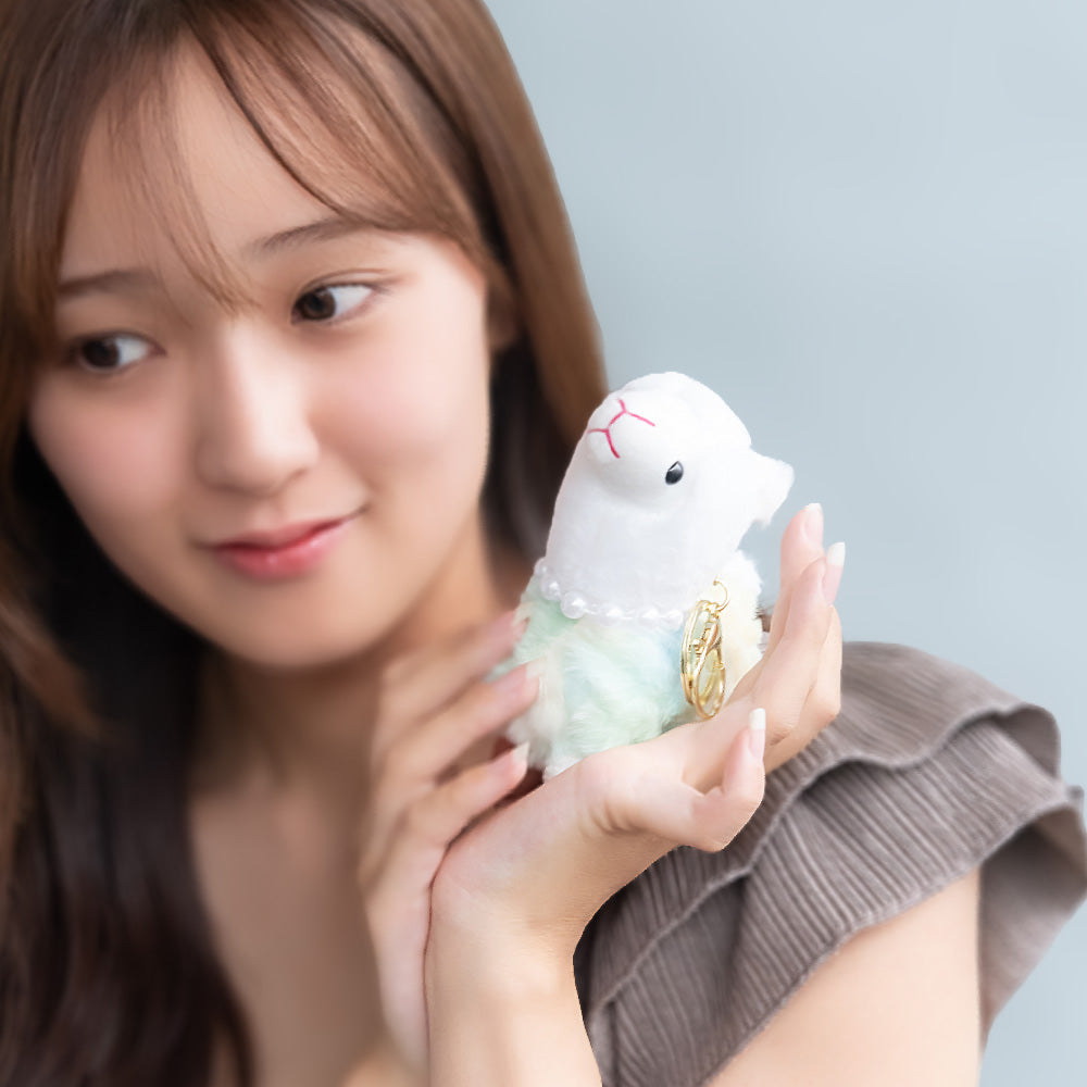バッグチャーム アルパカ パール グラデーション ぬいぐるみ マスコット キーホルダー