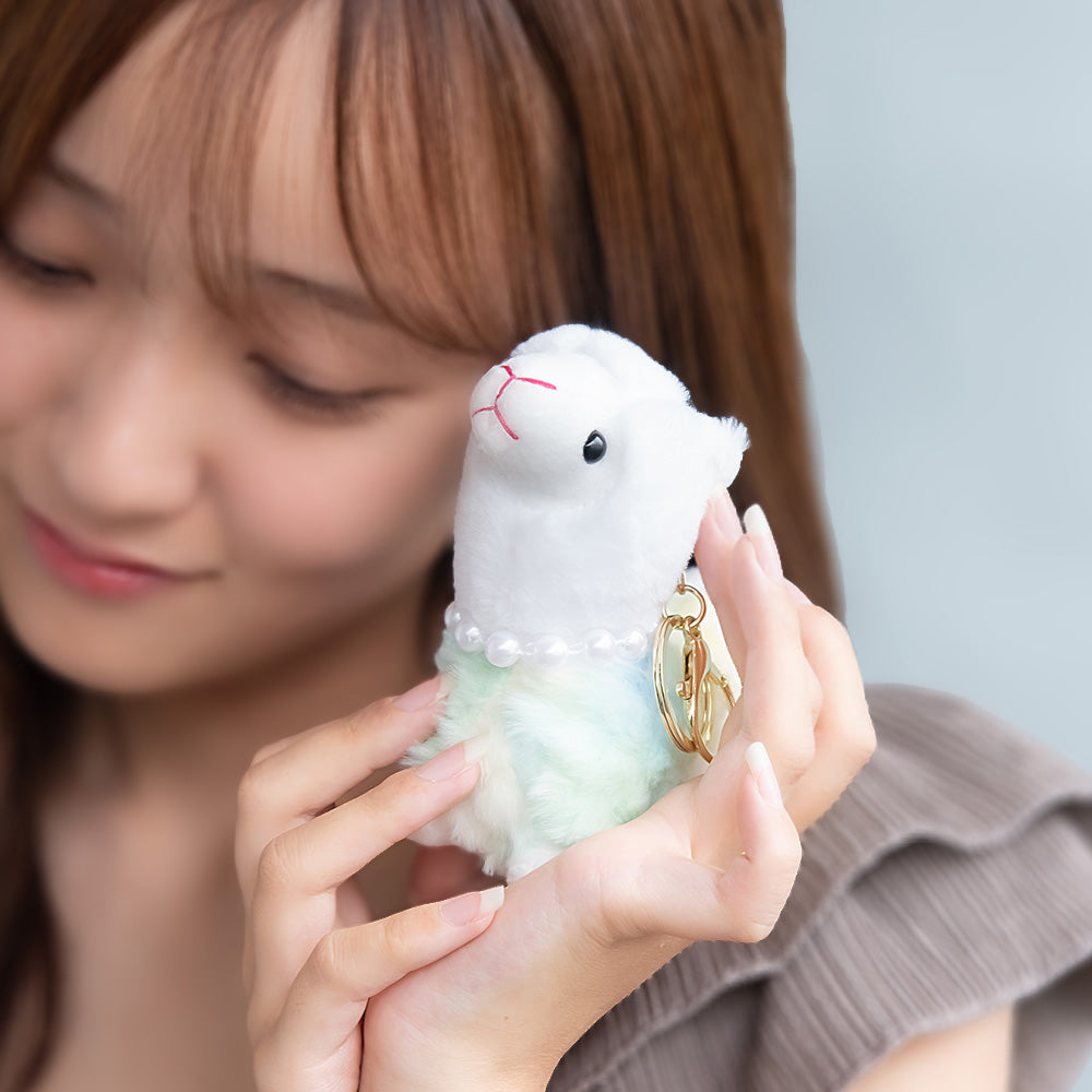 バッグチャーム アルパカ パール グラデーション ぬいぐるみ マスコット キーホルダー