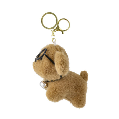 バッグチャーム 犬 眼鏡 首輪 鈴 ぬいぐるみ マスコット キーホルダー