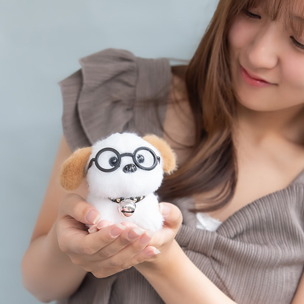 バッグチャーム 犬 眼鏡 首輪 鈴 ぬいぐるみ マスコット キーホルダー