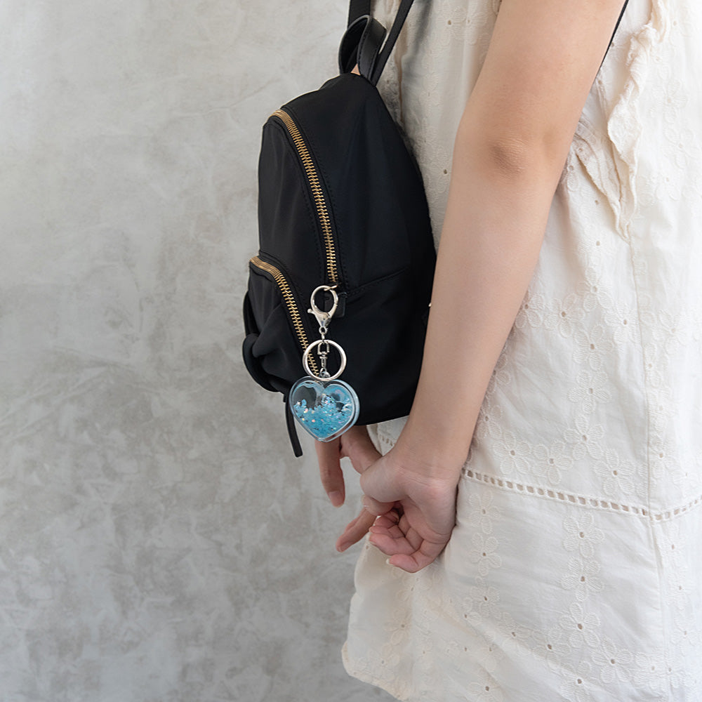 バッグチャーム ハート クリア ビーズ スター オーロラ スパンコール シェイカー キーホルダー