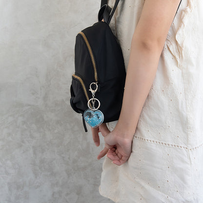 バッグチャーム ハート クリア ビーズ スター オーロラ スパンコール シェイカー キーホルダー