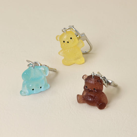 バッグチャーム ぽっちゃり クマ クリアカラー キーホルダー