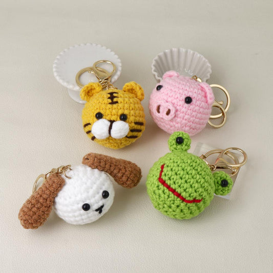 バッグチャーム 編みぐるみ ぬいぐるみ 犬 ブタ トラ カエル どうぶつ キーホルダー