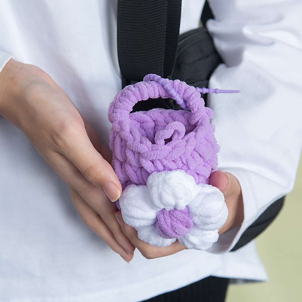 バッグチャーム クロッシェ ミニケース フラワー キーホルダー