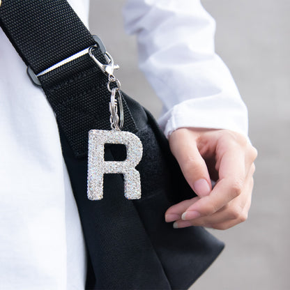 バッグチャーム アルファベット ストーン キーホルダー