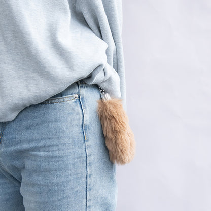 バッグチャーム フェイクファー しっぽ ショート キーホルダー