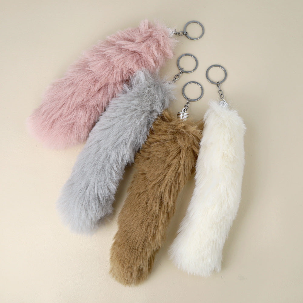 バッグチャーム フェイクファー しっぽ ロング キーホルダー