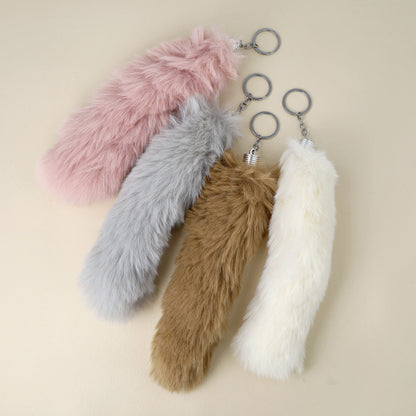 バッグチャーム フェイクファー しっぽ ロング キーホルダー