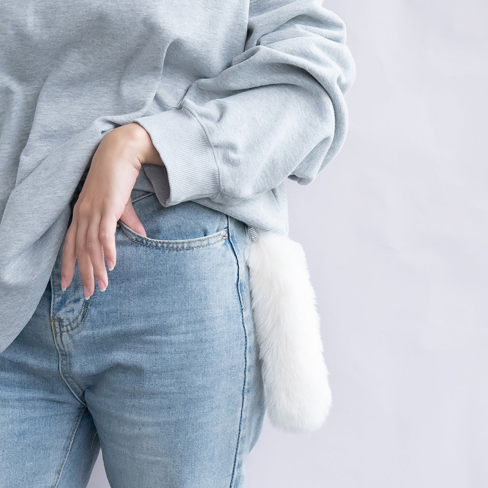 バッグチャーム フェイクファー しっぽ ロング キーホルダー