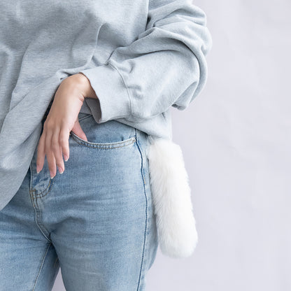 バッグチャーム フェイクファー しっぽ ロング キーホルダー