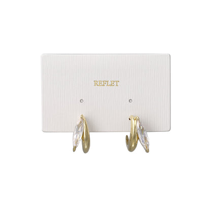 ピアス メタル クレセントムーン サイド キュービックジルコニア アーモンド カット C型 シルバーポスト スタッドピアス