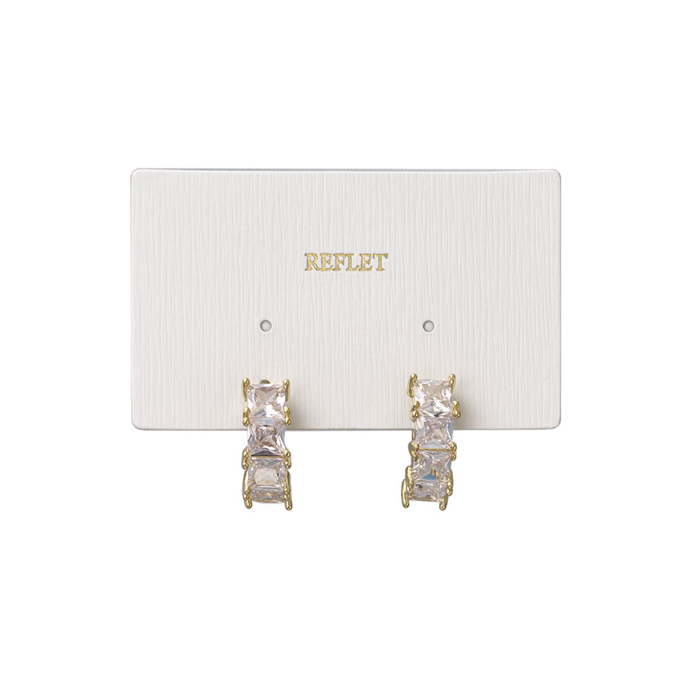 ピアス ニッケルフリー メタル キュービックジルコニア スクエア ライン ワンタッチ フープピアス