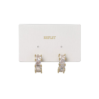 ピアス ニッケルフリー メタル キュービックジルコニア スクエア ライン ワンタッチ フープピアス