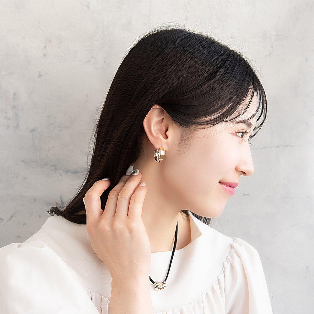 ピアス Combination Metal ニッケルフリー メタル 平 プレート クロス ライン ステンレスポスト C型 フープピアス